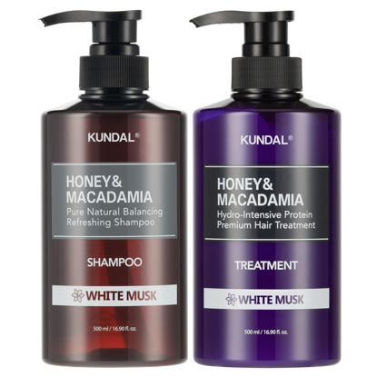 Picture of KUNDAL Natural Shampoo and Conditioner Set [White Musk] - Korean Hair Care, Long Lasting Fragrance, Moisturize, Nourish, Frizz Control, Argan & Macadamia Oil, Sulfate-Free 16.9fl oz (Pack of 2)