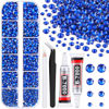 Picture of 6100Pcs Royal Blue Rhinestones for Crafting with 2Pcs 10ml B7000 Jewelry Glue, 1 Box Flatback Crystals Diomand for Bedazzling Crafts DIY Nail Art Makeup，Resin Gems for Clothing Shoes