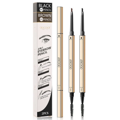 Picture of Docolor Makeup Micro Brow Pencil, Definer Eyebrow Pencil,Dual-Sided,Ultra-Fine Mechanical Pencil, Soft Brown and Black,2 Count