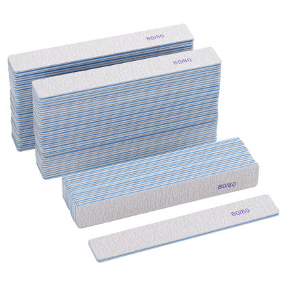 Picture of 50 Count Rectangle Nail Files for Acrylic Nails, 80 Grit Coarse Nail File Reusable Emery Boards Manicure Tools