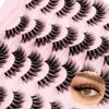 Picture of Cat Eye Lashes Yasnai False Eyelashes Volume Thick Lashes 16mm Wispy Cat Eye Fake Lashes Natural Eyelashes 14 Pairs Pack