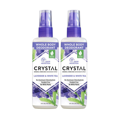 Picture of CRYSTAL™ Mineral Deodorant Spray- Body Deodorant With 24-Hour Odor Protection, Lavender & White Tea Spray, Non-Staining, Aluminum Chloride & Paraben Free, 4 FL OZ - Pack of 2