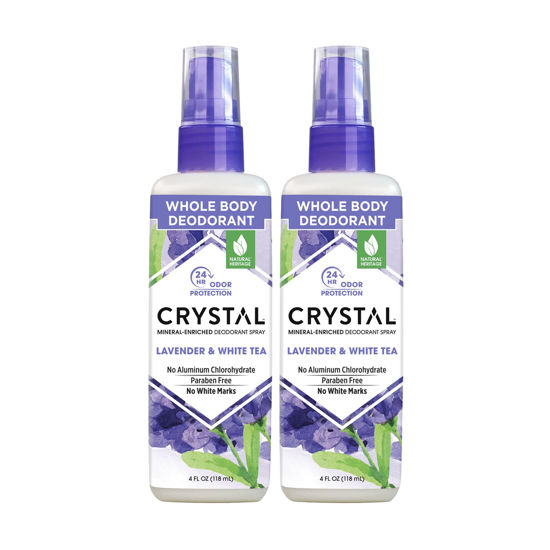 Picture of CRYSTAL™ Mineral Deodorant Spray- Body Deodorant With 24-Hour Odor Protection, Lavender & White Tea Spray, Non-Staining, Aluminum Chloride & Paraben Free, 4 FL OZ - Pack of 2