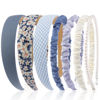 Picture of AHONEY 7 Pack Headbands for Girls Women Headbands Trendy Non Slip Hairbands Cute Hair Accessories Multi-style Preppy Headband Pack Diademas Para Mujer (Blue)