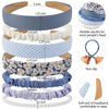 Picture of AHONEY 7 Pack Headbands for Girls Women Headbands Trendy Non Slip Hairbands Cute Hair Accessories Multi-style Preppy Headband Pack Diademas Para Mujer (Blue)