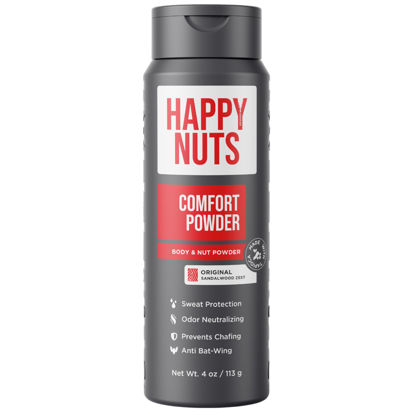 Picture of HAPPY NUTS Comfort Powder - Anti Chafing & Deodorant, Aluminum-Free, Sweat and Odor Control for Jock Itch, Groin and Men's Private Parts (4 Ounce (Pack of 1), Original)
