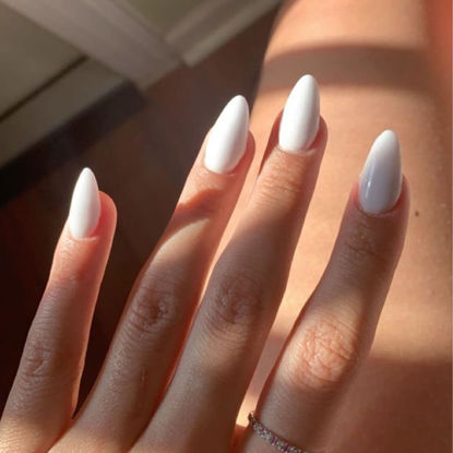 Picture of Modelones Press On Nails Shorts Almond Press On Nails with Nail Glue White Press On Nails Reusable Manicure Fake Nails Glue on Nails Set Adhesive Tabs Nail File for Women 12 Sizes 36Pcs