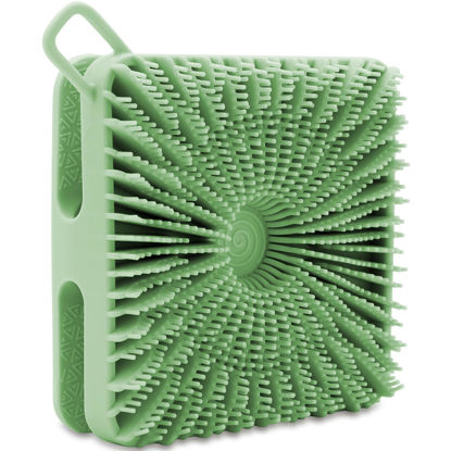 Picture of Silicone Body Scrubber, Silicone Loofah Double-Sided Body Brush,Silicone Shower Scrubber and Scalp Massager Shampoo Brush for Sensitive Kids Women Men All Kinds of Skin (Grass Green)