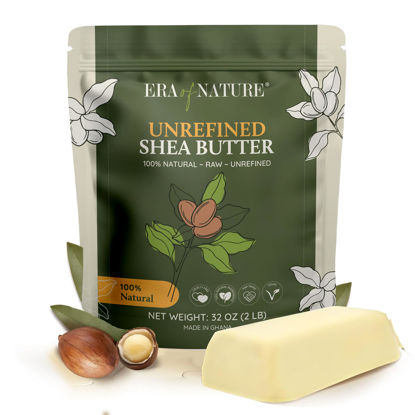 Picture of era of nature Organic Unrefined Raw AFRICAN IVORY WHITE SHEA BUTTER, for Anti Aging Dry Skin Base Beauty, Use Alone or in DIY Body Butters, Soaps, Lotions and lip balm - (Ghana) - 2lb