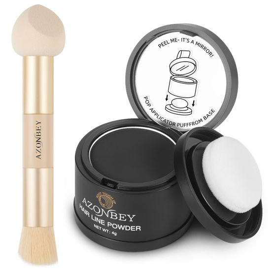 Picture of Root Touch Up Sets,Hairline Powder for Women Cover Up- Hairline Concealer for Thin and Thinning Hair, Water & Sweat Resistant,Contain Azonbey Makeup Brush (Black, Med-Makeup Brush)