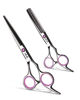 Picture of Hair Cutting Scissors Thinning Shears Kit ULG Professional Hairdressing Texturizing Salon Razor Edge Scissor Japanese Stainless Steel 6.5 inch Pink