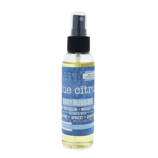 Picture of Rinse Bath & Body Blue Citrus Body Oil Moisturizer Spray - Natural, Light & Fast Absorbing | Squalane, Grapeseed & Apricot Oil | All Skin Types | Shower & Massage | Vitamin E | Handmade | 4floz