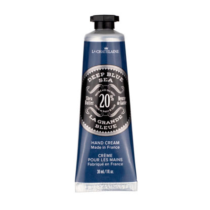 Picture of La Chatelaine 20% Shea Butter Hand Cream Travel Size, Men, Unisex, Organic Argan Oil, Moisturizing, Nourishing, Extra-Rich Hand Lotion, Made in France, Paraben Free, 1 oz / 30ml (Deep Blue Sea)