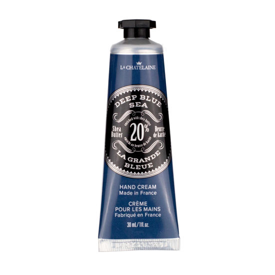 Picture of La Chatelaine 20% Shea Butter Hand Cream Travel Size, Men, Unisex, Organic Argan Oil, Moisturizing, Nourishing, Extra-Rich Hand Lotion, Made in France, Paraben Free, 1 oz / 30ml (Deep Blue Sea)
