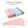 Picture of AIDEA Microfiber Hair Towel Wrap, 5 Pack Hair Turbans, Super Absorbent Quick Dry Hair Towel Wrap for All Hair Types Anti Frizz, 26"×10"