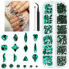 Picture of qiipii Green Nail Rhinestones Multi Shapes Emerald Green Rhinestones for Nails Flatback Nail Big Gems K9 Glass Round Beads Stones Diamonds Nail Charms Art for Nails Faces Eyes Crafts DIY