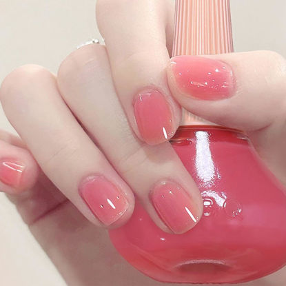 Picture of COSMOO Clear Pink Nail Polish, 12ml Nude Peach Pink Quick Dry Nail Lacquer for Nail Art Varnish, Long Lasting Sheer Pink Nail Polish, 0.41 fl oz