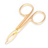 Picture of Motanar 2 Pieces Tweezers Scissor Handle Straight Tip Scissor Shaped Eyebrows Tweezers for Hair Plucker Remover Facial Hair Eyebrows Care (Golden)