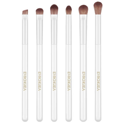Picture of Eye Makeup Brush Set, 6 Pcs Professional Blending Eyeshadow Makeup Brushes for Concealer Eyebrows Eyeliner, Soft Hairs & Wood Handle… (white 6pcs)