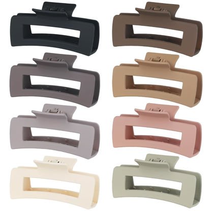 Picture of CHANDAT 4.1 Inch Large Hair Clips 8 Pcs Square Claw Clips for Thick Hair Big Hair Claw Clips Acrylic Banana Jaw Clips Hair Accessories for Women and Girls -Regular