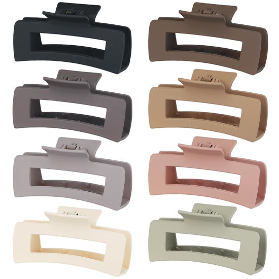 Picture of CHANDAT 4.1 Inch Large Hair Clips 8 Pcs Square Claw Clips for Thick Hair Big Hair Claw Clips Acrylic Banana Jaw Clips Hair Accessories for Women and Girls -Regular