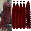 Picture of Gozill Dark Red Braiding Hair Pre stretched Burgundy Boho Braids Kanekalon Prestretched Braiding Hair for Bohemian Hair Ez Braid Micro Braiding Hair Synthetic Curly Deep Wave Braids