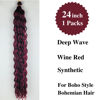Picture of Gozill Dark Red Braiding Hair Pre stretched Burgundy Boho Braids Kanekalon Prestretched Braiding Hair for Bohemian Hair Ez Braid Micro Braiding Hair Synthetic Curly Deep Wave Braids