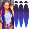 Picture of Gozill Purple Blue Braiding Hair Pre stretched Box Braid Kanekalon Braiding Hair Prestretched Human Hair 26Inch