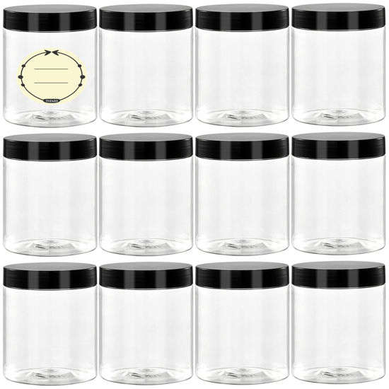Picture of 36 Pack 8 Oz Plastic Container Jars with Lids and Labels BPA Free, TUZAZO Empty Round Clear Cosmetic Containers Plastic Slime Jars for Lotion, Cream, Ointments, Body Butter, Travel Storage (36)