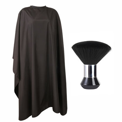 Picture of YELEGAI Professional Hair Cutting Cape with Neck Duster Brush, Large Size Salon Barber Cape for Men, Women and Kids(Black)