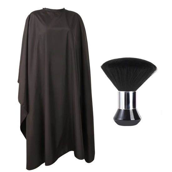 Picture of YELEGAI Professional Hair Cutting Cape with Neck Duster Brush, Large Size Salon Barber Cape for Men, Women and Kids(Black)