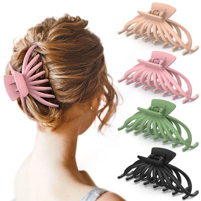 Picture of Hair Clips for Women - OPAUL Matte Nonslip Large Hair Claw Clips for Thick and Thin Hair, 4.7 Inch Strong Hold Big Hair Clips Fashion Hair Styling Accessories Christmas Gifts for Women Girls