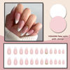Picture of YOSOMK Medium French Tip Press on Nails Almond Fake Nails with Rhinestones Design Full Cover Glue on Acrylic Nails Glossy Nude Stick on Nails for Women