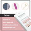 Picture of YOSOMK Medium French Tip Press on Nails Almond Fake Nails with Rhinestones Design Full Cover Glue on Acrylic Nails Glossy Nude Stick on Nails for Women