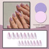 Picture of YOSOMK Press on Nails Medium Almond Fake Nails with Glitter Sequins Design Cat Eye Glossy Stick on Nails Luxury Purple Glue on Acrylic Nails for Women