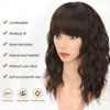 Picture of AISI HAIR Natural Brown Synthetic Curly Wavy Bob Wig with Bangs for Women, 21-23 Inches