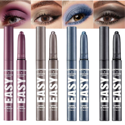 Picture of Jolilab Eyeshadow Stick Set, 4 Colors Matte Professional Bright-Colored Contouring and Highlight Eyeshadow Stick, Cream Eyeshadow Waterproof Long Lasting High Pigmented Eye Shadow. (4, 18+21+22+23)
