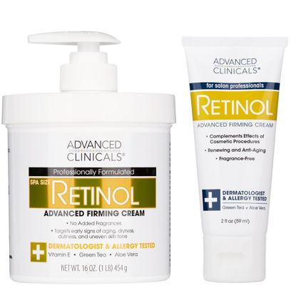 Picture of Advanced Clinicals Retinol Body Lotion | Crepey Skin Treatment | Unscented Firming Face Lotion | Retinol Body Cream | Body Butter Moisturizer For Loose Skin, Crepe Skin, Stretch Marks, W/Travel Size