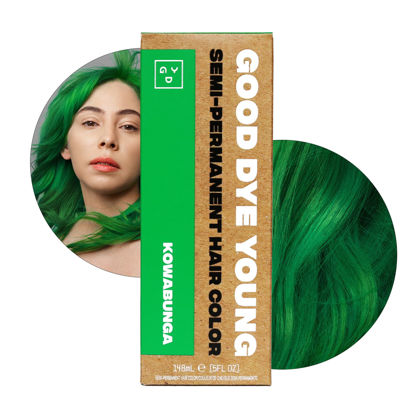 Picture of Good Dye Young Semi-Permanent Hair Color, Vegan and Cruelty-Free Green Hair Dye, Last up to 24 Washes, Non-Damaging Conditioning Hair Color (5FL OZ, Kowabunga)