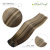 Picture of WindTouch Clip In Hair Extensions Human Hair Balayage Chocolate Brown To Dark Blonde Ombre Highlights for Brown Hair 18Inch 70g #4T27P4 7PCS