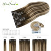 Picture of WindTouch Clip In Hair Extensions Human Hair Balayage Chocolate Brown To Dark Blonde Ombre Highlights for Brown Hair 18Inch 70g #4T27P4 7PCS