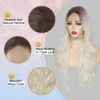 Picture of NAYOO Platinum Blonde Wig for Women - 26'' Long Blonde Wavy Wig with Dark Roots, Heat Resistant Synthetic Blond Wig with Lace, Natural Looking Blonde Curly Wig For Daily Use (Platinum Blonde)