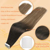 Picture of Full Shine Balayage Tape in Hair Extensions Human Hair 12 Inch Hair Extensions Tape in Darkest Brown 2 Fading to 6 Light Brown Highlight 18 Ash Blonde 20 Pcs 30 Grams Skin Weft Tape in Hair Extensions