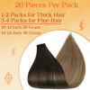 Picture of Full Shine Balayage Tape in Hair Extensions Human Hair 12 Inch Hair Extensions Tape in Darkest Brown 2 Fading to 6 Light Brown Highlight 18 Ash Blonde 20 Pcs 30 Grams Skin Weft Tape in Hair Extensions