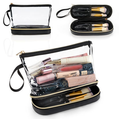 Picture of Ethereal Travel Makeup Bag, Clear Cosmetic Bag Make Up Organizer TSA Approved Toiletry Bag, Waterproof Pouch for Women Purse for Toiletries Accessories Brushes