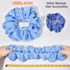 Picture of XL Big Silk Scrunchies Hair Ties for Women - CEELGON Oversized Satin Silk Scrunchie Exra Large Jumbo Gaint Soft Chiffon Cute Scrunchy for Curl Thick Hair 4 Pack (Blue Series)