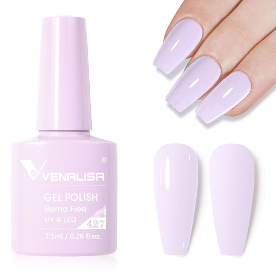 Picture of VENALISA Purple Gel Nail Polish, 1 Pcs Light Purple Lavender Pastel Gel Polish Soak Off UV Gel DIY at Home Manicure Salon Nail Art For Girls Women