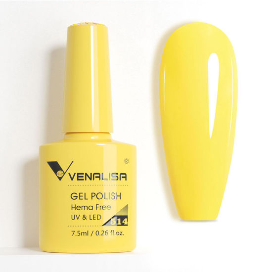 Picture of VENALISA Yellow Gel Nail Polish 1 Pcs Bright Yellow Color Gel Polish Soak Off UV Gel DIY at Home Manicure Salon Nail Art For Girls Women