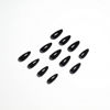 Picture of KQueenest All Black Press on Nails Medium Almond Stiletto, Pure Color Acrylic Nails Reusable Fake Nails Press on Feature Protective UV Coating, Short Almond Nails for Women Winter Manicure in 24 PCS