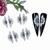 Picture of Set 8Pcs 3D Flowers Nails Charms With Rhinestone Gems Handmade by Acrylic Powder Design For Long Nail L,XL,XXL Flower Nail Art Floral Salon Decor Women Girls (White 3 Rhinestones-8Pcs)